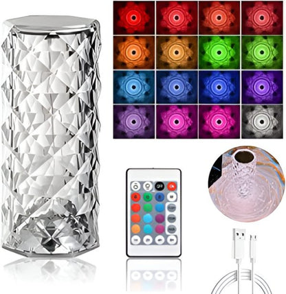 16 Colors Diamond Rose Crystal Lamp